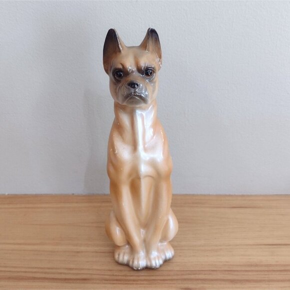 Vintage Pacific Imports Japan Ceramic Sotting Boxer Dog Figurine Brown 7.5" - Picture 1 of 10